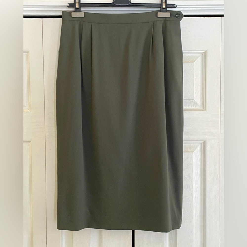 2/$40 Olive 100% Wool Retro Pencil Skirt